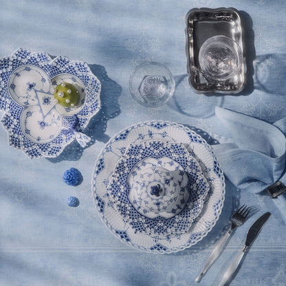Blue Fluted Plain Sugar Bowl with Lid, 15 cl - US 7256