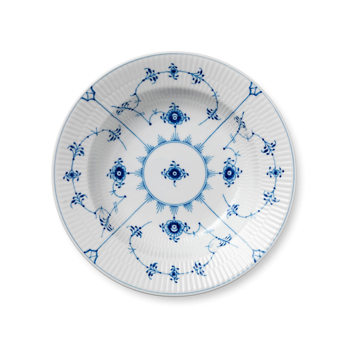 Blue Fluted Plain Deep Plate, 23 cm - US 0704