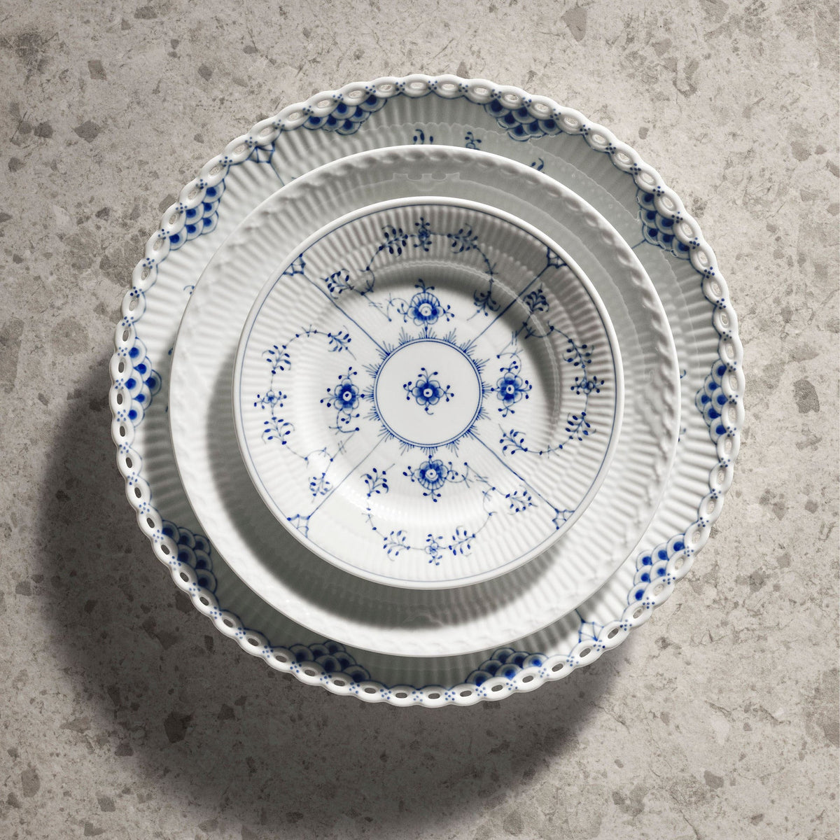 Blue Fluted Plain Plate, 17 cm - US 3306
