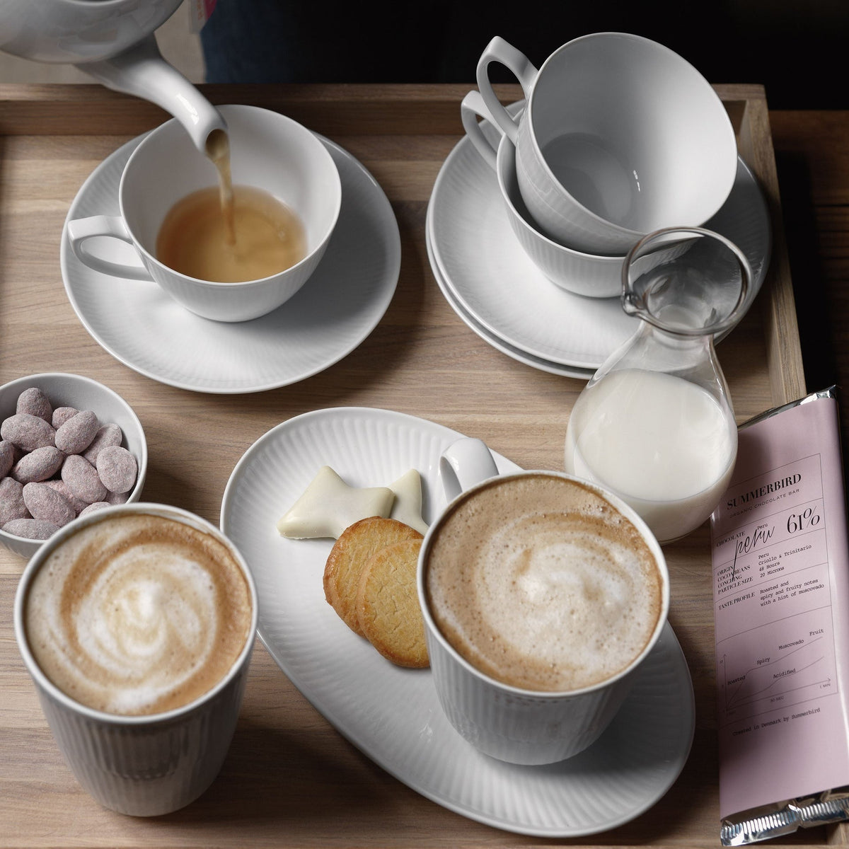 White Fluted Cup and Saucer, 28 cl - US 8029
