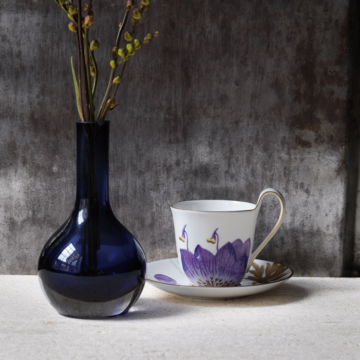 Flora High Handle Cup and Saucer, Pansy, 27 cl - US 0226