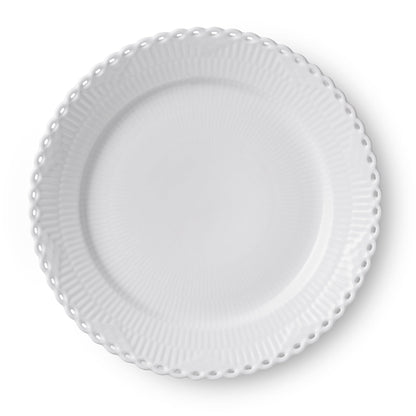 White Fluted Full Lace Plate, 27 cm - US 8162