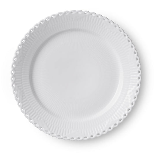 White Fluted Full Lace Plate, 27 cm - US 8162