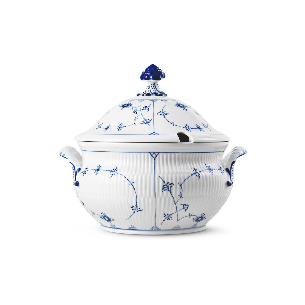 Blue Fluted Plain Tureen with Lid, 460 cl - US 4068