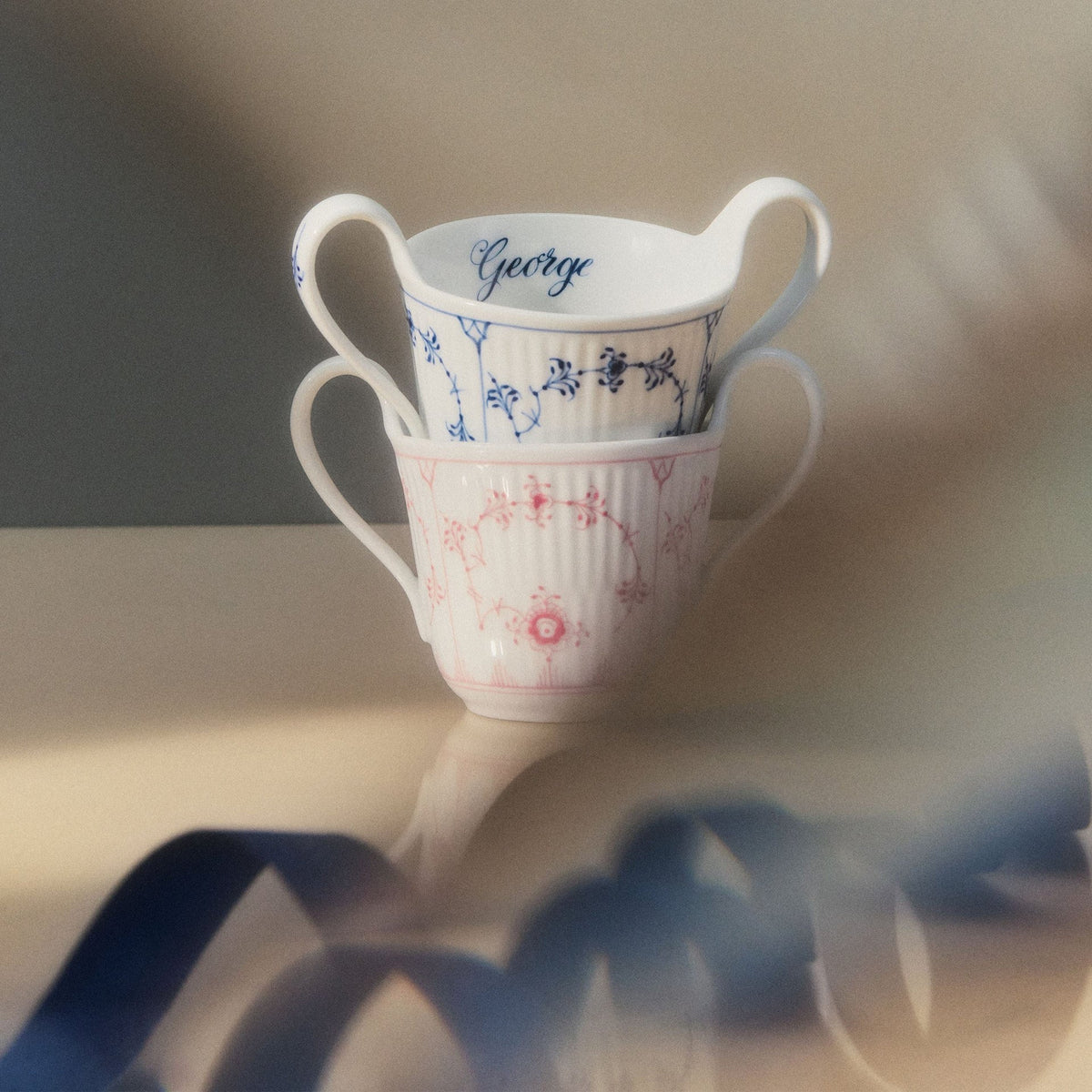 Blue Fluted Plain Baby Cup, Bespoke, 13 cl - US 5408
