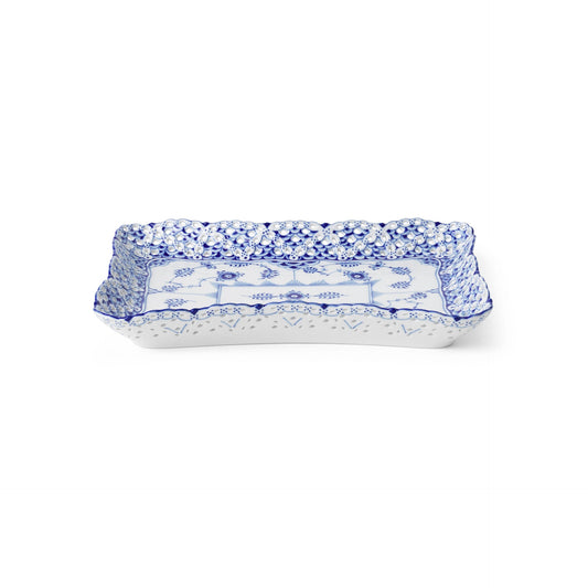 Blue Fluted Full Lace Square Dish, 23.5 cm - US 7812