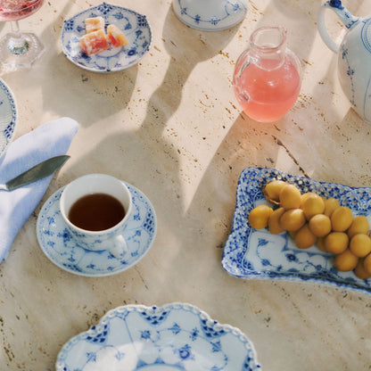 Blue Fluted Full Lace Square Dish, 23.5 cm - US 7812