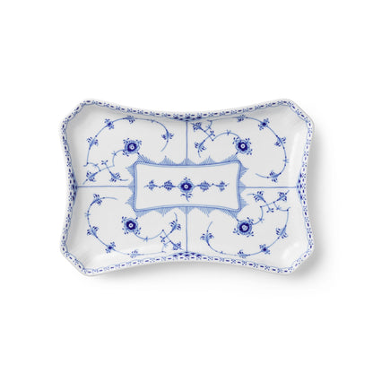 Blue Fluted Half Lace Square Dish, 24.5 cm - US 8612