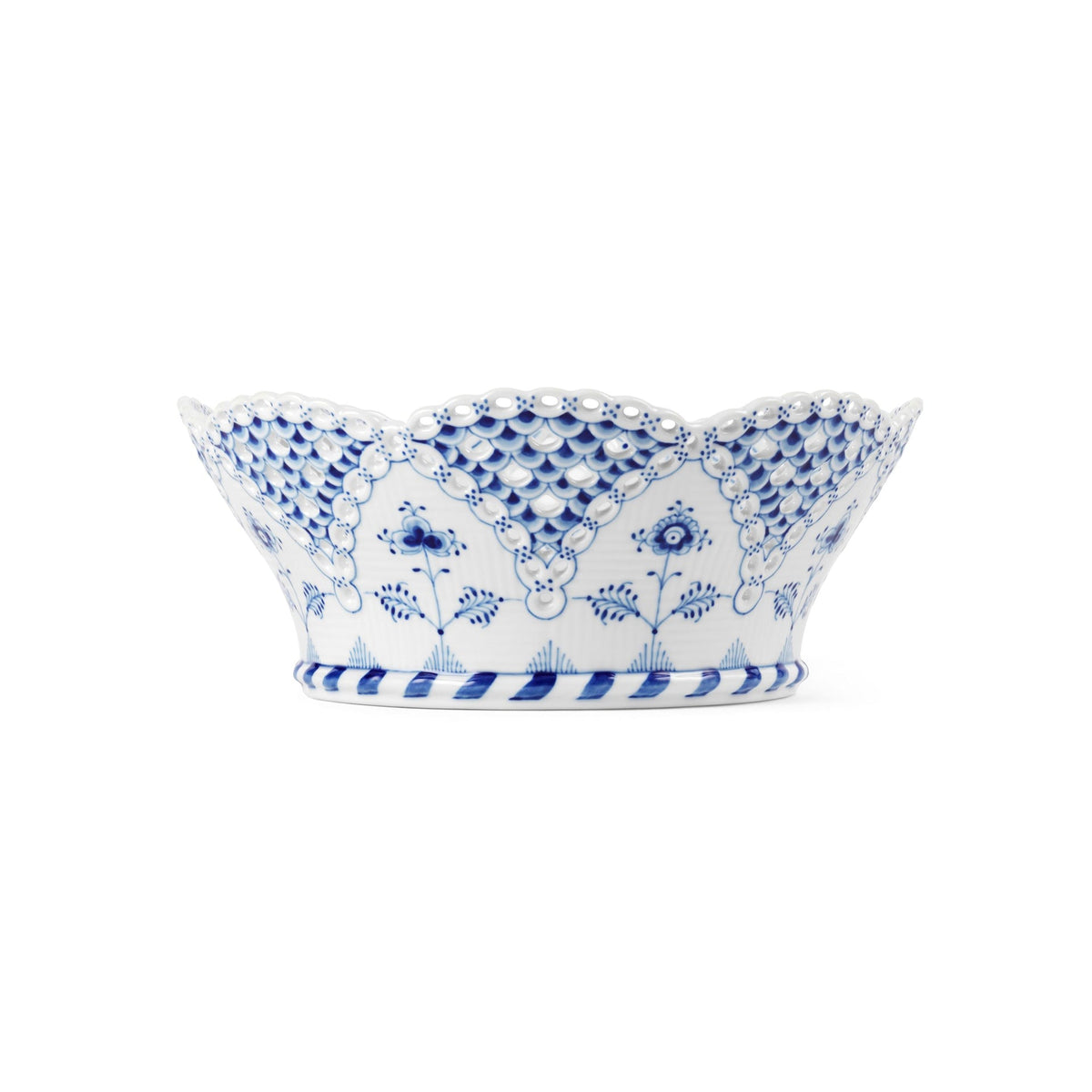 Blue Fluted Full Lace Fruit Basket, 23 cm - US 2360